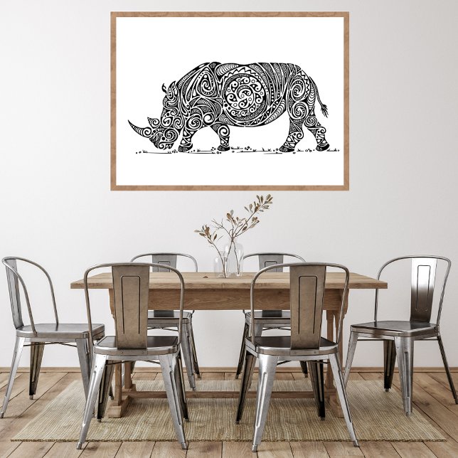 Weißes Rhino Design Schwarz Poster (Von Creator hochgeladen)