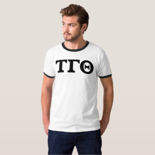 Weißes Ringer-T-Shirt mit schwarzen Blockbuchstabe T-Shirt