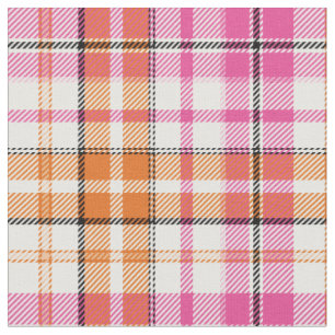 Weißes Rosa Oranges Karo Tartan Design Stoff