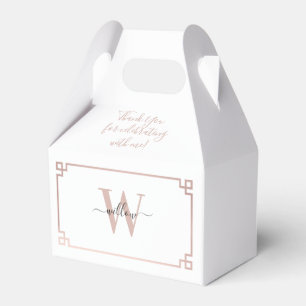 Weißes Rose Rosa griechischer Schlüssel Mit Monogr Geschenkschachtel