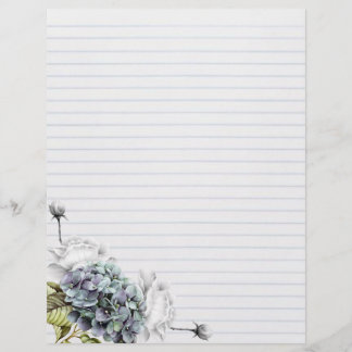 Weißes Rosen-u. Hydrangeas-Briefkopf-Papier Briefbogen