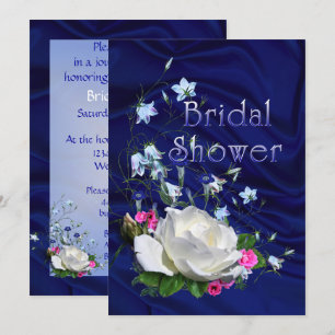 Weißes Rosen und Bluebells-Brautparty Einladung