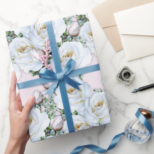 Weißes Rosenwackelpapier für eine Rolle Geschenkpapier