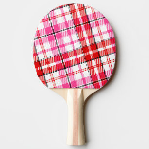 Weißes Rot Pink Kariertes Tartan Design  Tischtennis Schläger