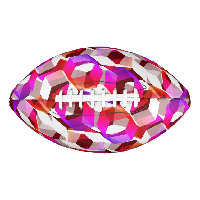 Weißes, rotes bis rosa Hexagon auf dunkelrotem Hin Football (Vorderseite)