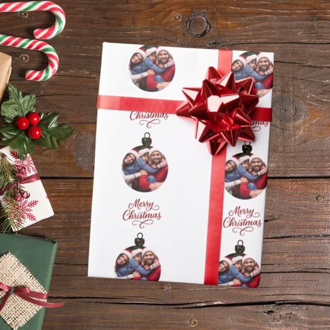 Weißes Rotes Foto Weihnachtsgeschenk Geschenkpapier (Von Creator hochgeladen)