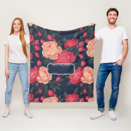 Weißes rotes Peony Pastellfarbenes Muster Fleecedecke