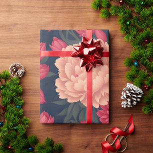 Weißes rotes Peony Pastellfarbenes Muster Geschenkpapier