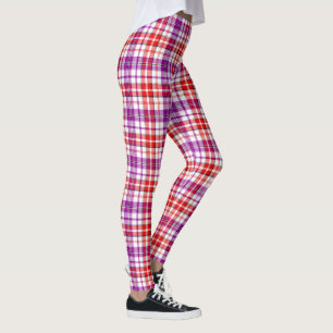 Weißes Rotlila Karo-Tartan-Design Leggings