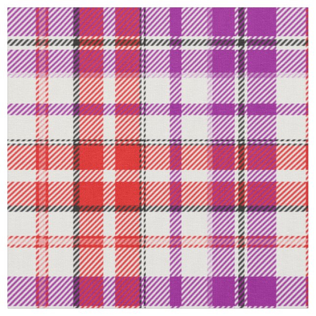 Weißes Rotlila Karo-Tartan-Design  Stoff (Nahaufnahme)