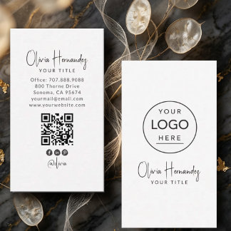 Weißes rundes benutzerdefiniertes Logo QR-Code Soc Visitenkarte