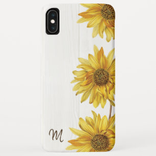 Weißes rustikales Holz mit Sonnenblumenmonogramm Case-Mate iPhone Hülle