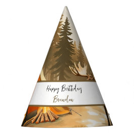 Weißes, rustikales Waldland Camping Geburtstag Partyhütchen