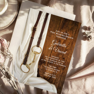 Weißes Satin-Pferdegebiss Western Post Hochzeitsbr Einladung