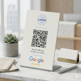 Weißes sauberes Google-Review-QR-Code-Logo Sockelschild