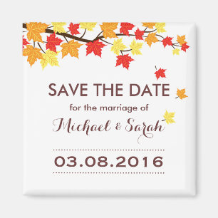 Weißes Save the Date Ahornleaf Hochzeit im Herbst  Magnet