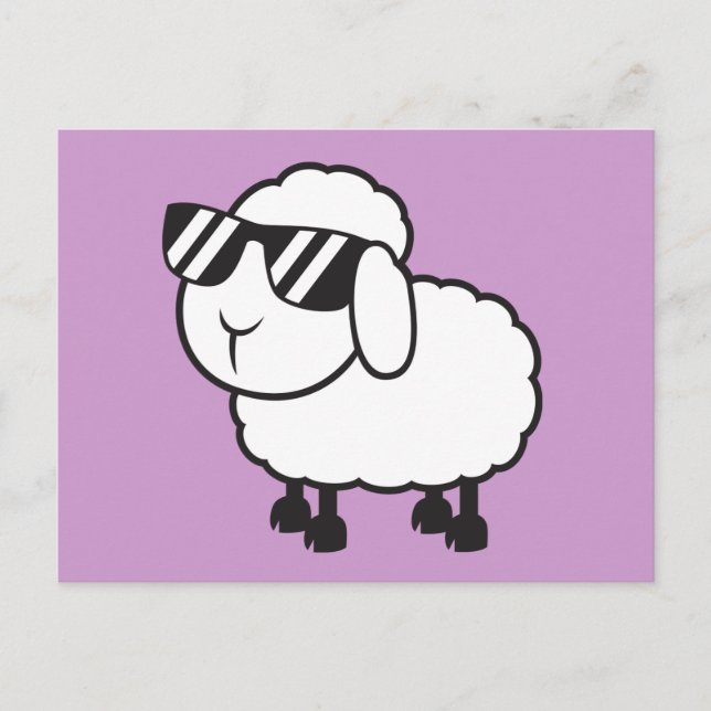 Weißes Schaf in Sonnenbrille Cartoon Postkarte (Vorderseite)