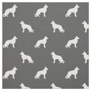 Weißes Schäferhund-HundeSilhouette-Muster-Grau Stoff