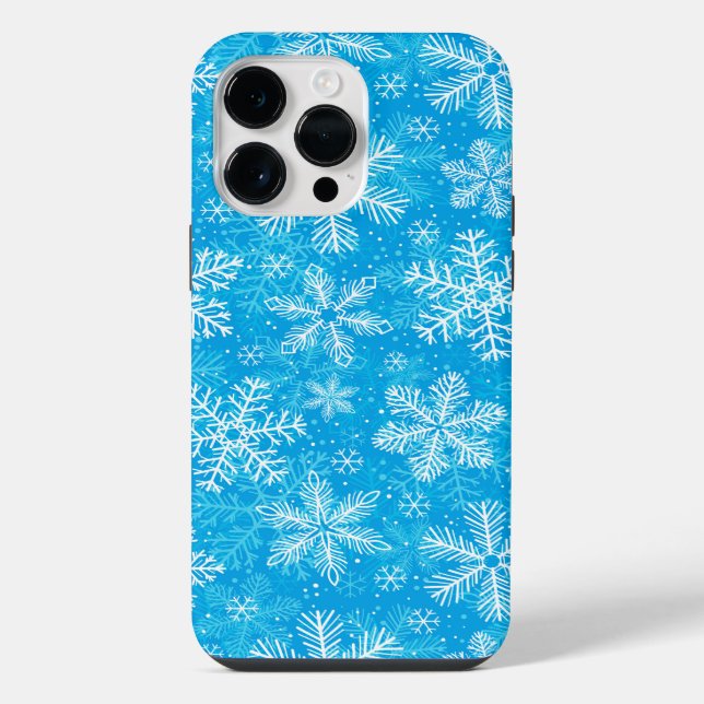 Weißes Schneeflockenmuster iPhone Hülle (Rückseite)