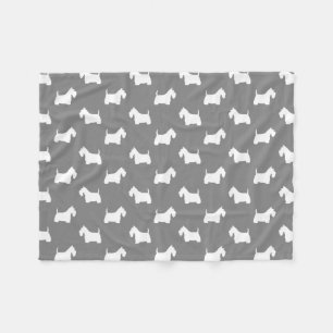 Weißes schottisches Terrier-Silhouette-Muster Fleecedecke