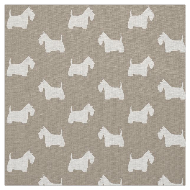 Weißes schottisches Terrier-Silhouette-Muster Stoff (Muster)