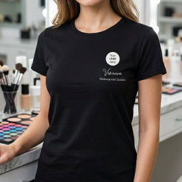 Weißes Schriftzug-Mitarbeiter-Name-Geschäfts-Logo- T-Shirt