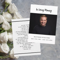 Weißes schwarzes Foto, einfache Beerdigungskarte