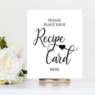 Weißes schwarzes Herz Brautparty REZEPT SCHILD
