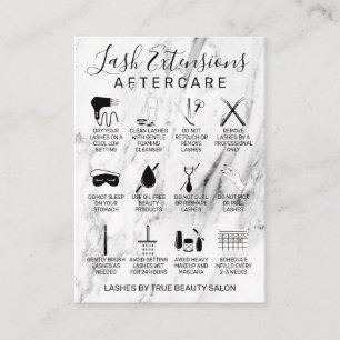 Weißes Schwarzes Marmor Lash Extensions Aftercare  Visitenkarte
