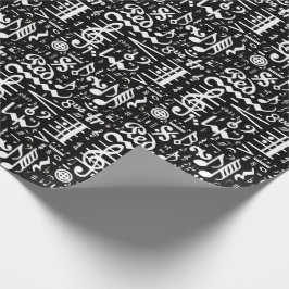 Weißes schwarzes musikalische geschenkpapier