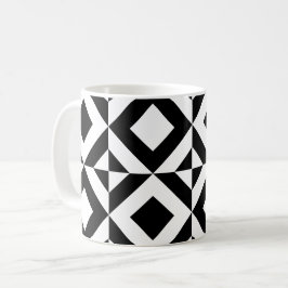 Weißes Schwarzes Quadrat Rechteck Art Deco Muster Kaffeetasse