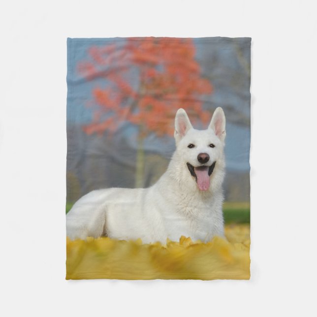 Weißes Schweizer Schäfer-HundeFoto-niedlicher Fleecedecke (Vorderseite)