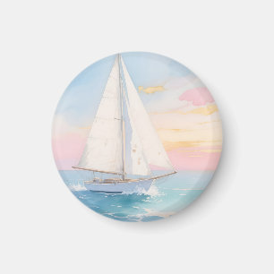 Weißes Segelboot Ozeanglühen Magnet