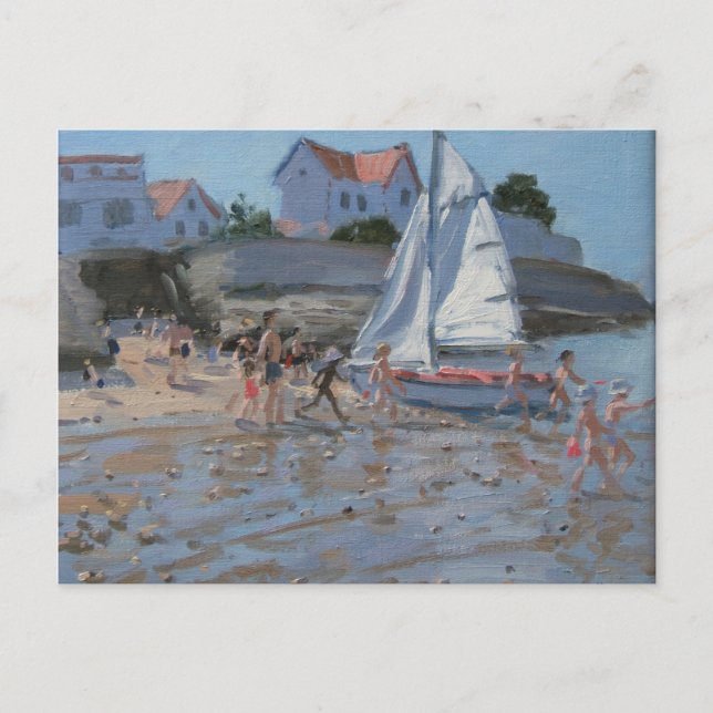 Weißes Segelboot Palais sur Mer Frankreich Postkarte (Vorderseite)