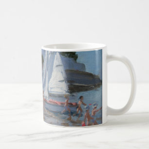 Weißes Segelboot Palais sur Mer Frankreich Tasse