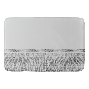 Weißes Silber Zebra Wildtier Druck Exotischer Glam Badematte