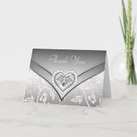 Weißes silbernes Diamant-Herz danken Ihnen Karten
