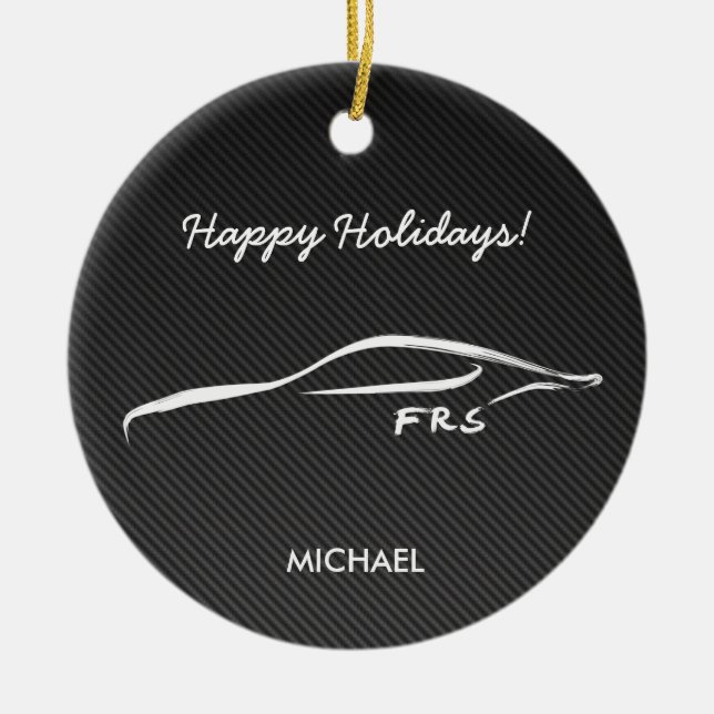 Weißes Silhouettelogo des Scions-FR-S mit Keramik Ornament (Vorne)