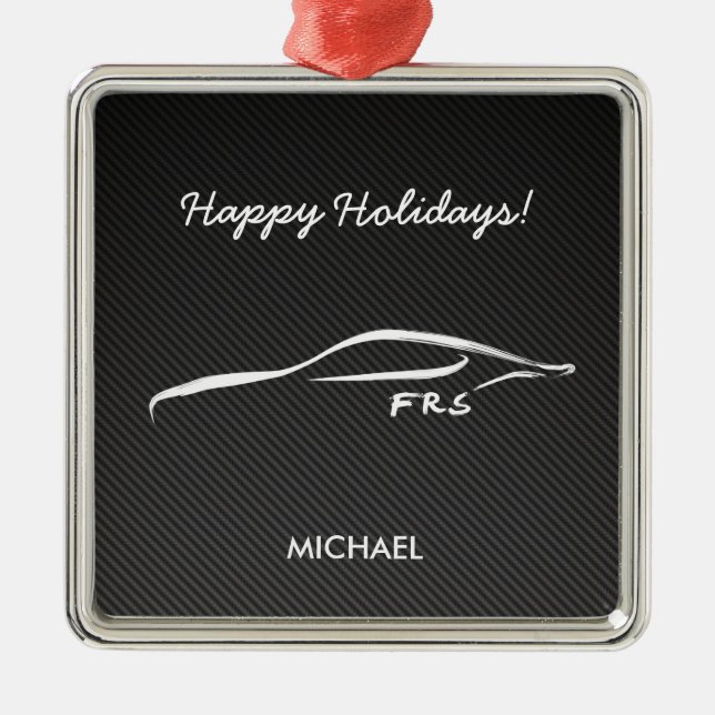 Weißes Silhouettelogo des Scions-FR-S mit Ornament Aus Metall (Vorne)