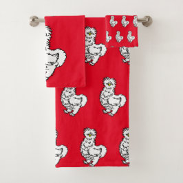 Weißes Silkie Huhn Badhandtuch Set