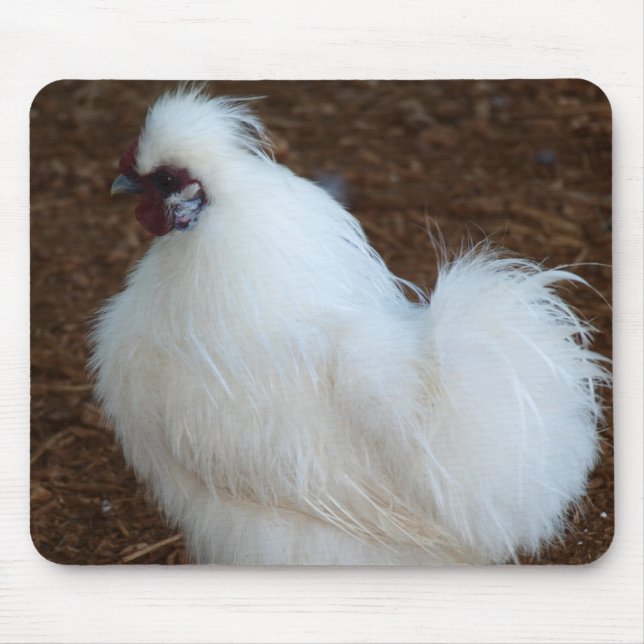 Weißes Silkie Huhn Mousepad (Vorne)