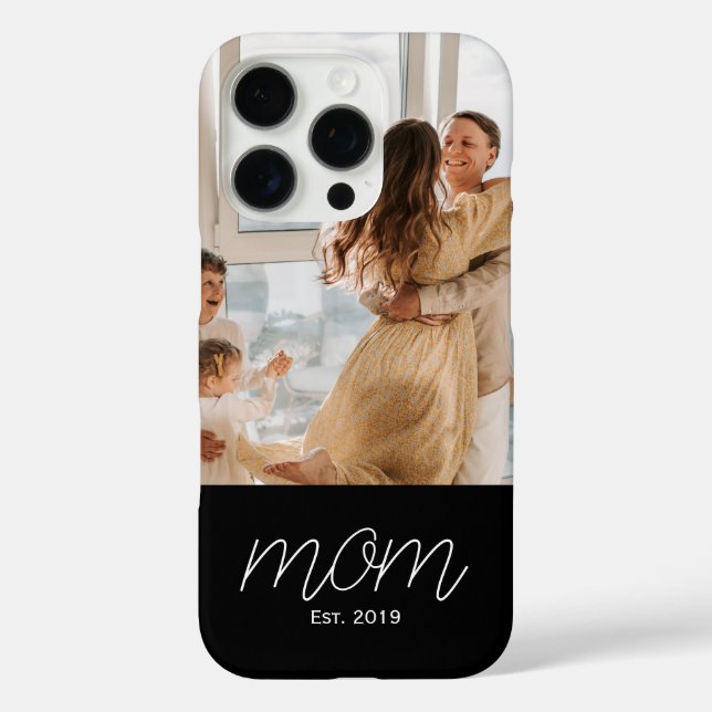 Weißes Skript Established Mom Schwarzes Anpassbar  Case-Mate iPhone Hülle (Rückseite)