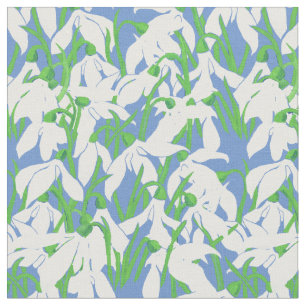 Weißes Snowdrops auf weichem blauem Blumenmuster Stoff