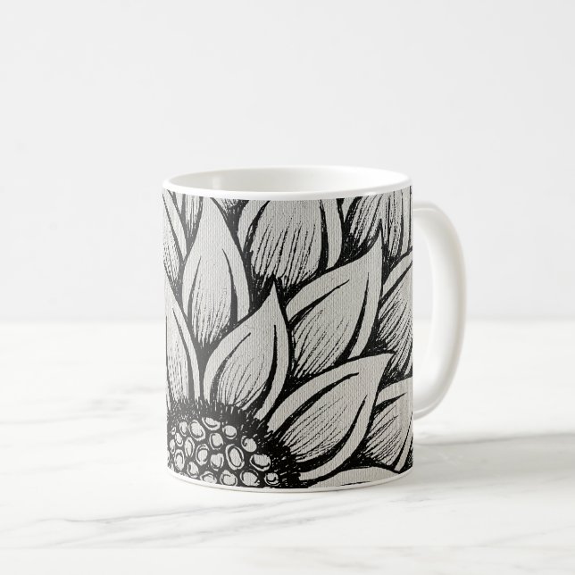 Weißes Sonnenblumen Tasse (VorderseiteRechts)