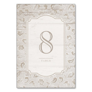 Weißes Spitzenholz rustikale Landkarte Hochzeitsti Tischnummer