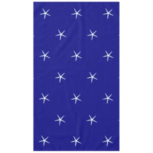 Weißes Sternenfisch Muster Navy Blue Custom Nautic Tischdecke