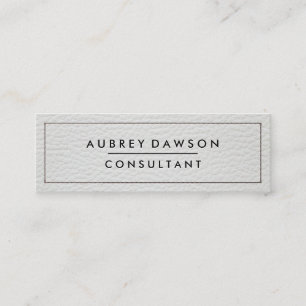 Weißes Stielleder Mini Visitenkarte