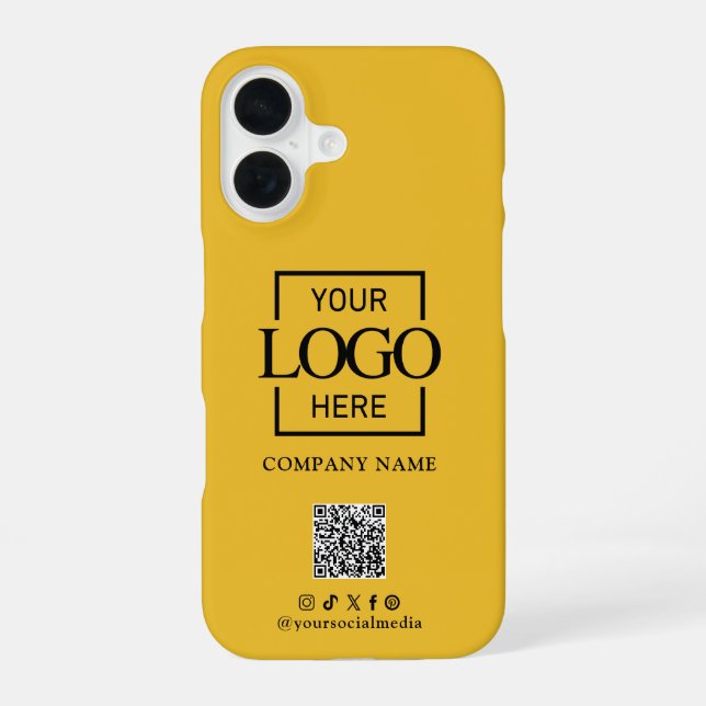 Weißes stilvolles minimalistisches Geschäftslogo & iPhone 16 Hülle (Rückseite)