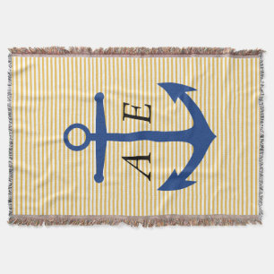 Weißes Streifen Nautical Ankerwürfeldecke Decke