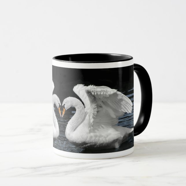 Weißes stummer Schwan-Spiegel-Bild Tasse (VorderseiteRechts)